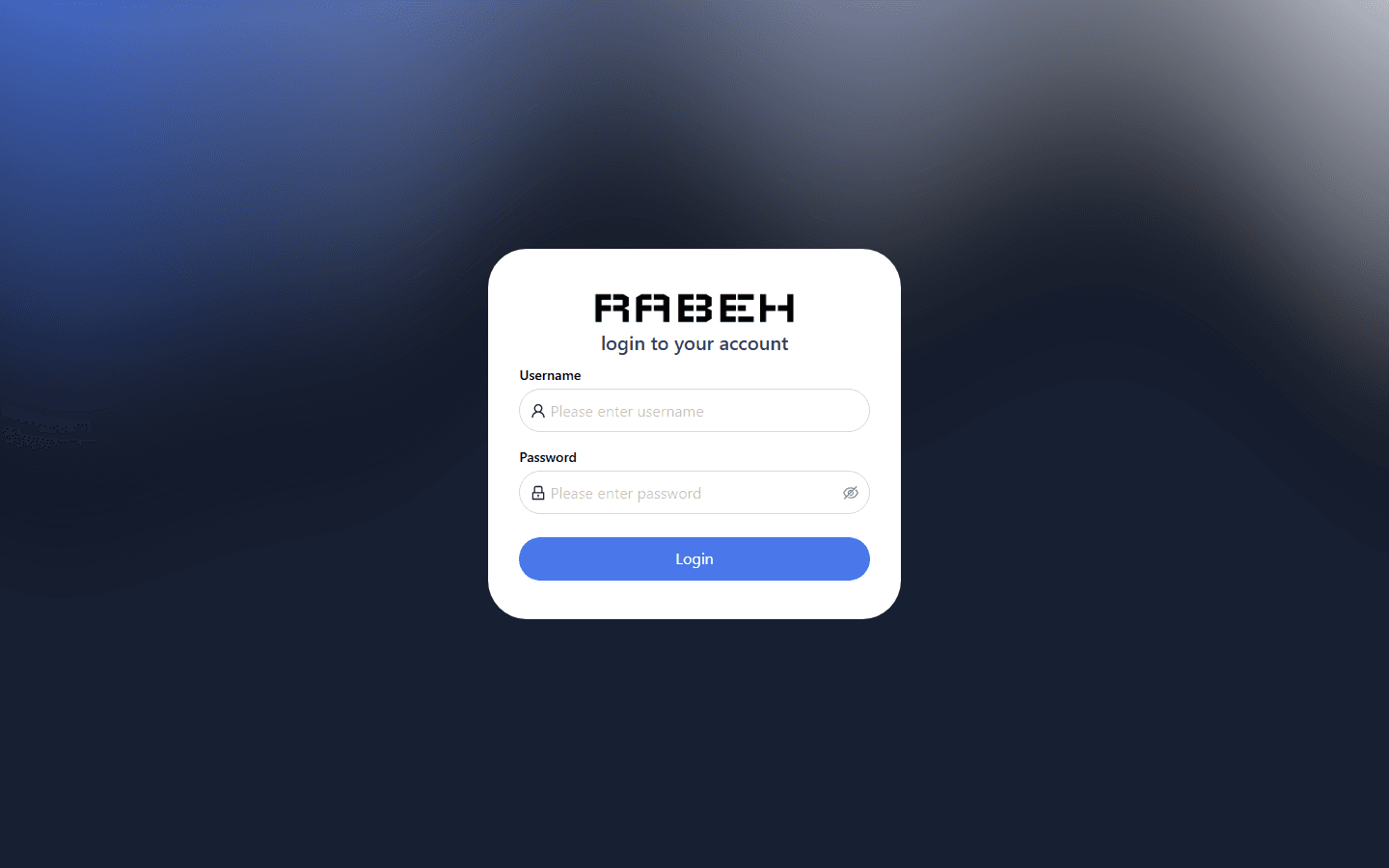 Rabeh sign-in screen