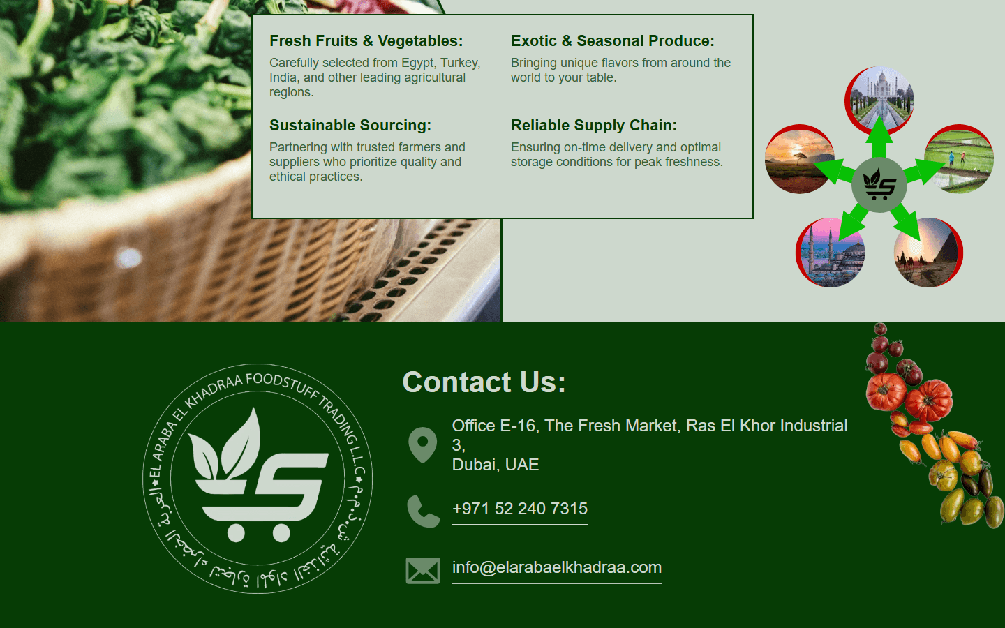 Footer with company logo and contact details