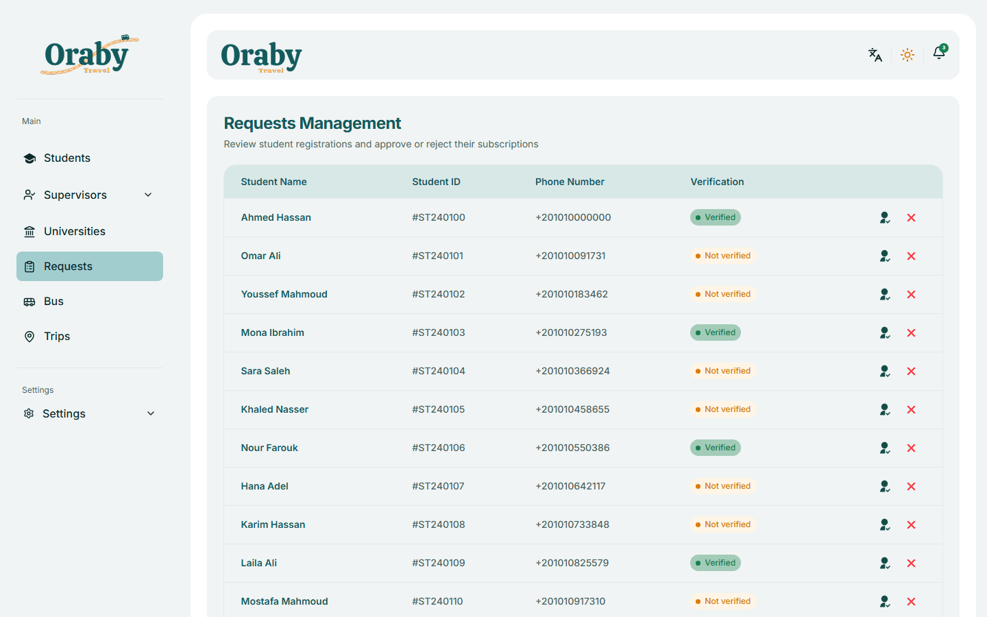 Registration requests queue
